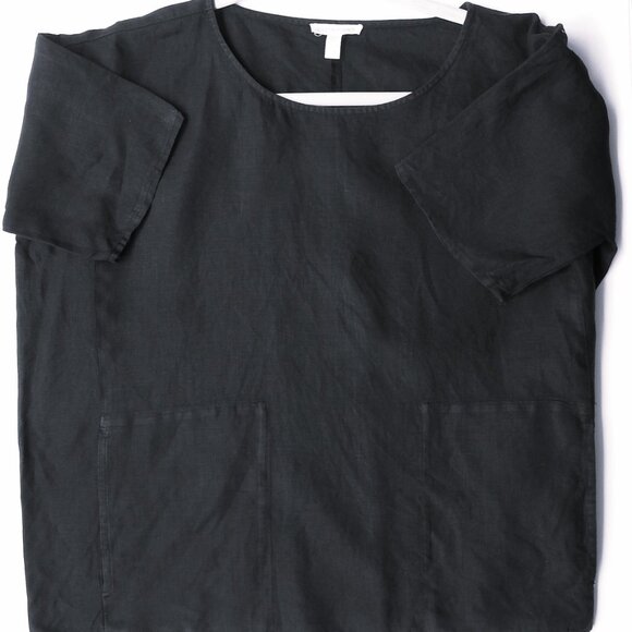 Eileen Fisher Organic Linen Top, Black, XS. Pockets, XLNT - Picture 4 of 7